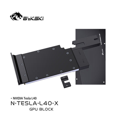 Bykski GPU Block For NVIDIA TESLA L40, High Heat Resistance Material POM + Full Metal Construction, Full Cover GPU Water Cooling Cooler Radiator Block, N-TESLA-L40-X