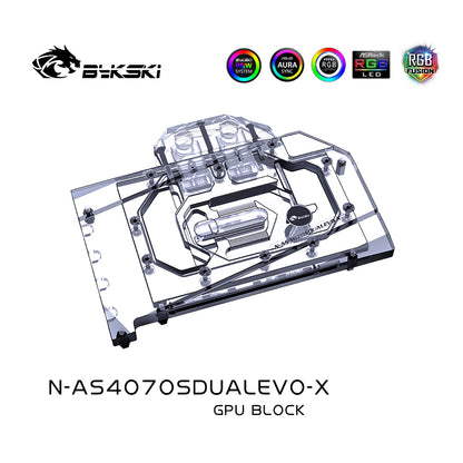 Bykski GPU Water Block For ASUS RTX 4070 SUPER EVO, Full Cover With Backplate PC Water Cooling Cooler, N-AS4070SDUALEVO-X