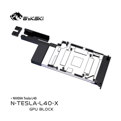 Bykski GPU Block For NVIDIA TESLA L40, High Heat Resistance Material POM + Full Metal Construction, Full Cover GPU Water Cooling Cooler Radiator Block, N-TESLA-L40-X