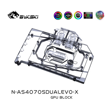 Bykski GPU Water Block For ASUS RTX 4070 SUPER EVO, Full Cover With Backplate PC Water Cooling Cooler, N-AS4070SDUALEVO-X