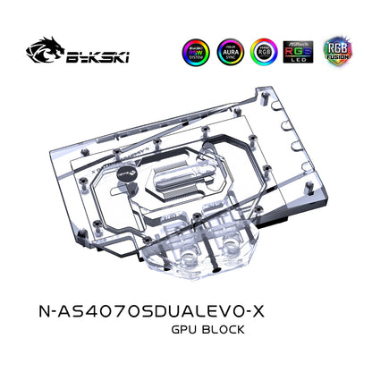 Bykski GPU Water Block For ASUS RTX 4070 SUPER EVO, Full Cover With Backplate PC Water Cooling Cooler, N-AS4070SDUALEVO-X