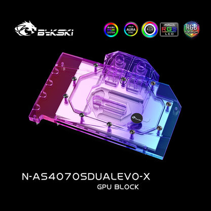 Bykski GPU Water Block For ASUS RTX 4070 SUPER EVO, Full Cover With Backplate PC Water Cooling Cooler, N-AS4070SDUALEVO-X