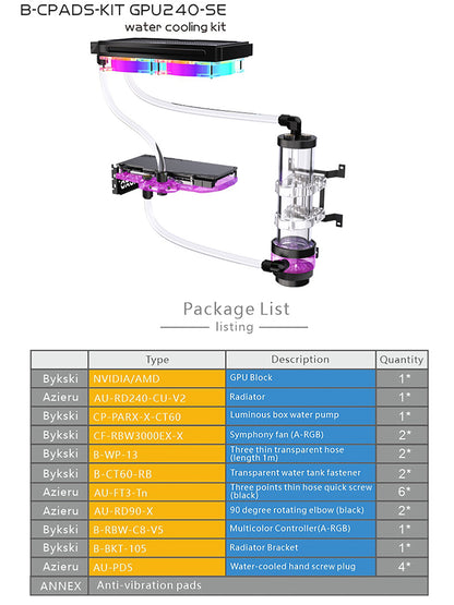 Kit de refroidissement par eau Bykski, kit de tube dur ensemble complet de blocs GPU Intel / AMD pour système de refroidissement d'ordinateur lecteur Super PC, B-HTRGB-KIT