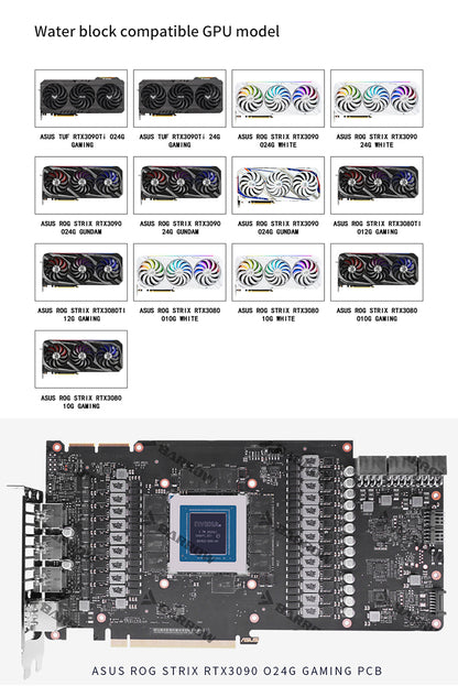 Barrow GPU Water Block Cooling Backplane for ASUS ROG STRIX RTX 3090 3080 GAMING, Water cooled Backplate , BS-ASS3090-PA2