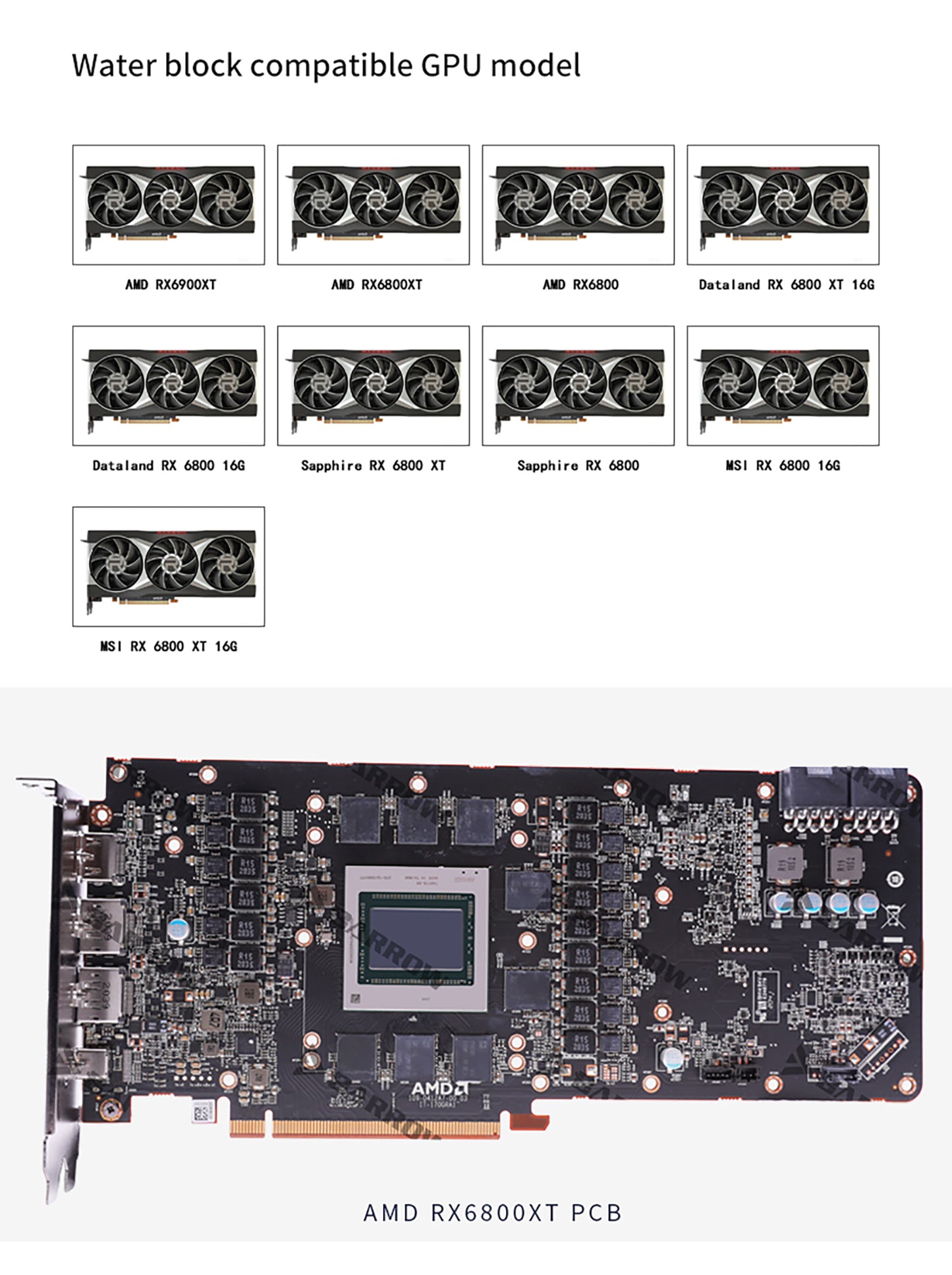 BARROW 6900 GPU Water Cooling Block, Full coverage For AMD Founder Edition MSI Sapphire RX 6900 6800 XT, BS-AMD6900XT-PA