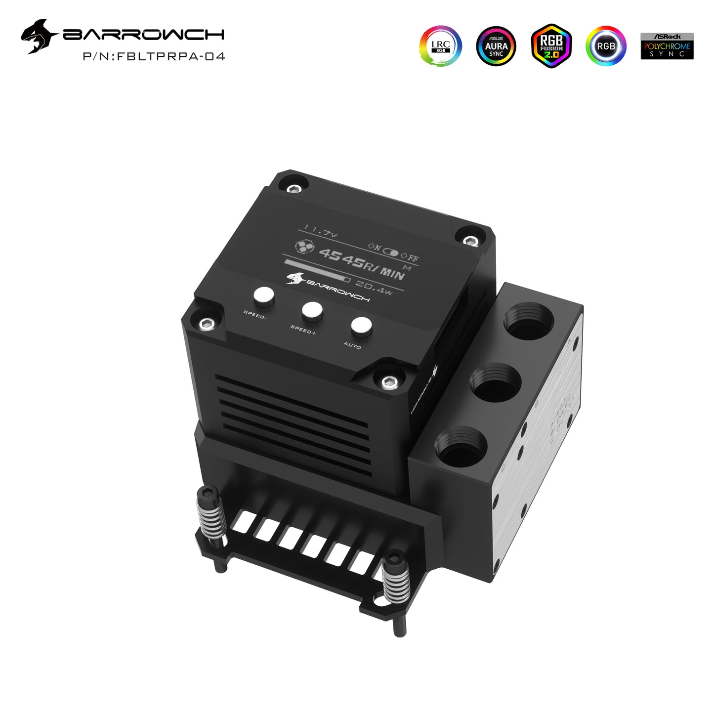 Barrow CPU Block-Pump Combo, 17W PWM/10W Intelligent AIO Block-Pump Three In One 5v A-RGB OLED Screen Metal Cooling Cover, LTPRK-04I FBLTPRK-04I LTPRKA-04 FBLTPRKA-04 LTPRK-04I M LTPRPA-04 M LTPRP-04IS LTPRPA-04