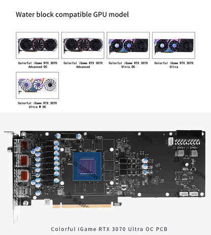 Barrow 3070 GPU Water Block For Colorful RTX 3070 Advanced OC, Full Cover ARGB GPU Cooler, BS-COIA3070-PA2