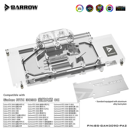 Barrow 3090 GPU Water Block For GALAX Geforce RTX 3090 3080 MATELTOP, Full Cover ARGB GPU Cooler, BS-GAM3090-PA2