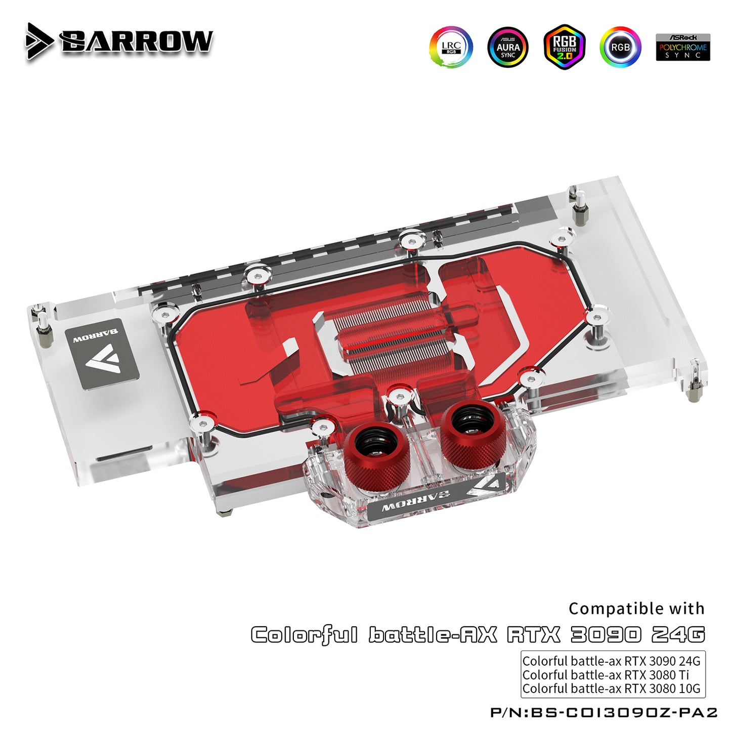 Barrow 3090 3080 GPU Water Block For Colorful BATTLEAX 3090/3080, Full Cover 5v ARGB GPU Cooler, BS-COI3090Z-PA2