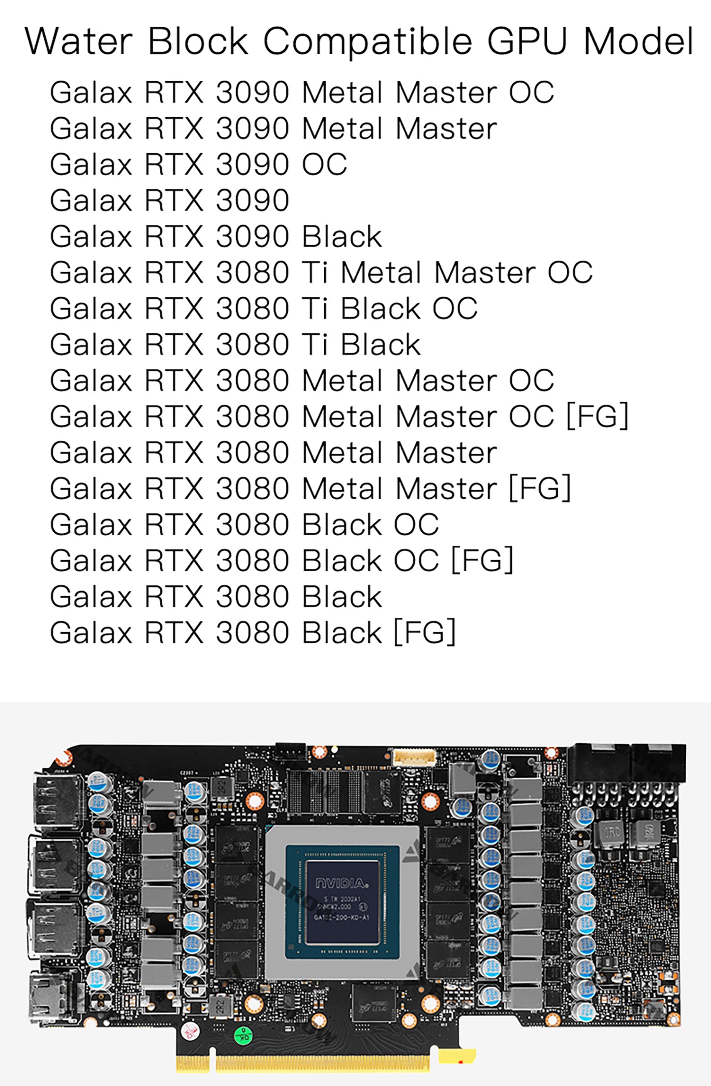 Barrow 3090 GPU Water Block For GALAX Geforce RTX 3090 3080 MATELTOP, Full Cover ARGB GPU Cooler, BS-GAM3090-PA2