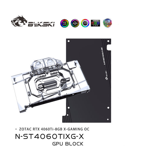 Bykski GPU Water Block For Zotac RTX 4060 Ti-8GB X-GAMING OC, Full Cover With Backplate PC Water Cooling Cooler, N-ST4060TIXG-X