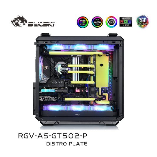 Bykski Distro Plate For ASUS TUF GT502 Case, Acrylic Waterway Board Combo DDC Pump, 5V A-RGB，RGV-AS-GT502-P