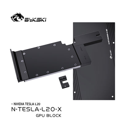 Bykski GPU Block For NVIDIA TESLA L20, High Heat Resistance Material POM + Full Metal Construction, Full Cover GPU Water Cooling Cooler Radiator Block, N-TESLA-L20-X