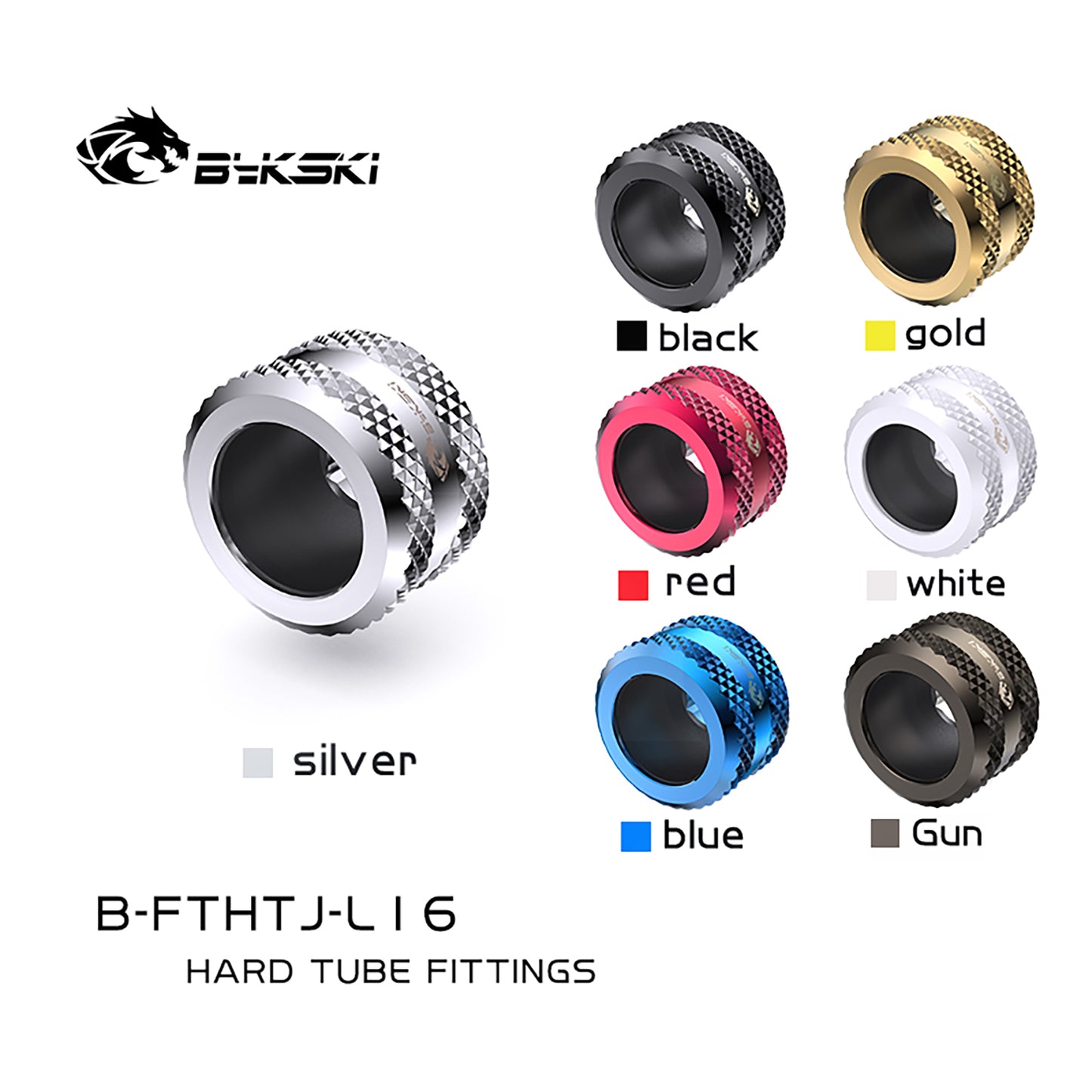 Anti-Off Type Hard Tube Fitting Bykski With Enhanced Silicone G1/4" Adapter For OD12mm / OD14mm / OD16mm Rigid Pipe Component, B-FTHTJ-L12 B-FTHTJ-L14 B-FTHTJ-L16