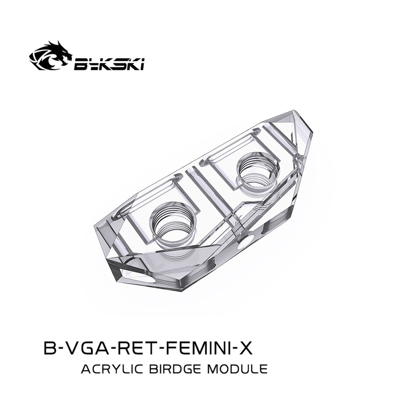 Bykski Change GPU Block Small Bridge, Transparent Acrylic Bridge, For Bykski's GPU Water Block Refit, B-VGA-RET-FEMINI-X