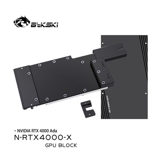 Bykski GPU Block For NVIDIA RTX4000 Ada, High Heat Resistance Material POM + Full Metal Construction, With Backplate Full Cover GPU Water Cooling Cooler Radiator Block, N-RTX4000-X