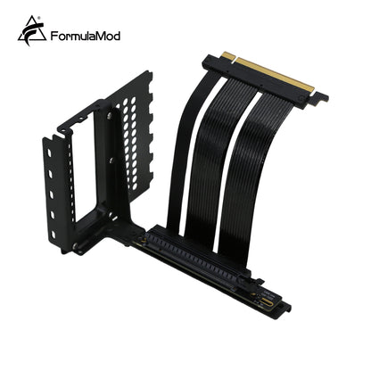 FormulaMod PCIe 4.0 Riser Cable Vertical Bracket Kit, Graphics Card Extension Cord Adapter With 90° Angle, Metal Vertical Install Holder, Fm-XKYCX