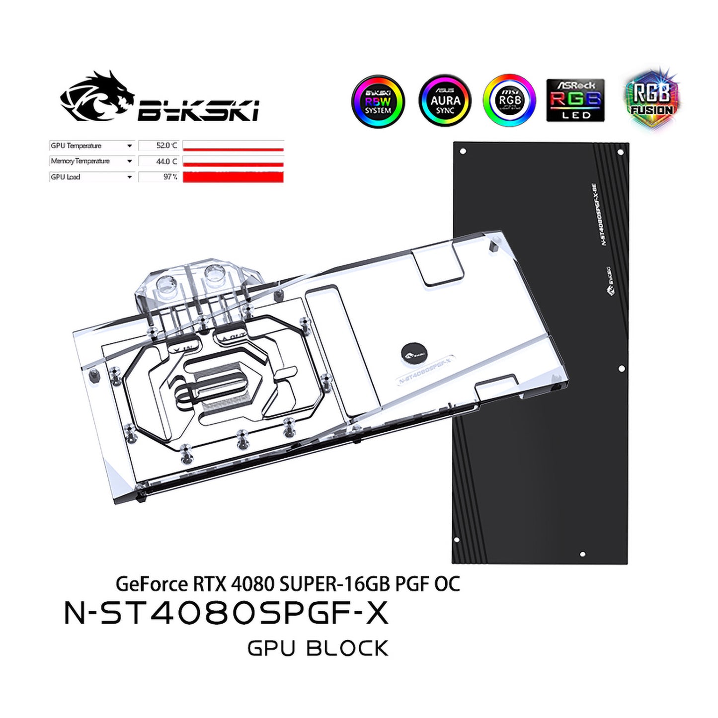 Bykski GPU Water Block For Zotac RTX 4080 Super-16GB PGF OC, Full Cover With Backplate PC Water Cooling Cooler, N-ST4080SPGF-X