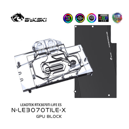 Bykski GPU block For Leadtek RTX3070Ti LIFE ES, Full Cover Graphics Card Water Cooling Block, N-LE3070TILE-X