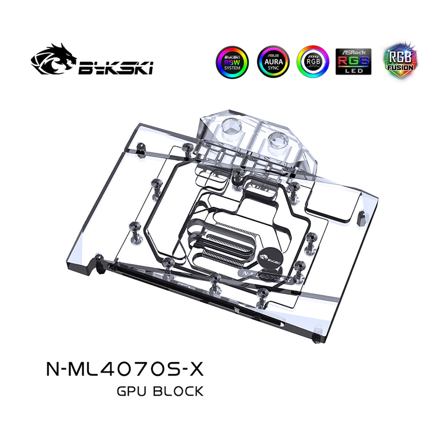 Bykski GPU Water Block For Manli RTX 4070 Super, Full Cover With Backplate PC Water Cooling Cooler, N-ML4070S-X