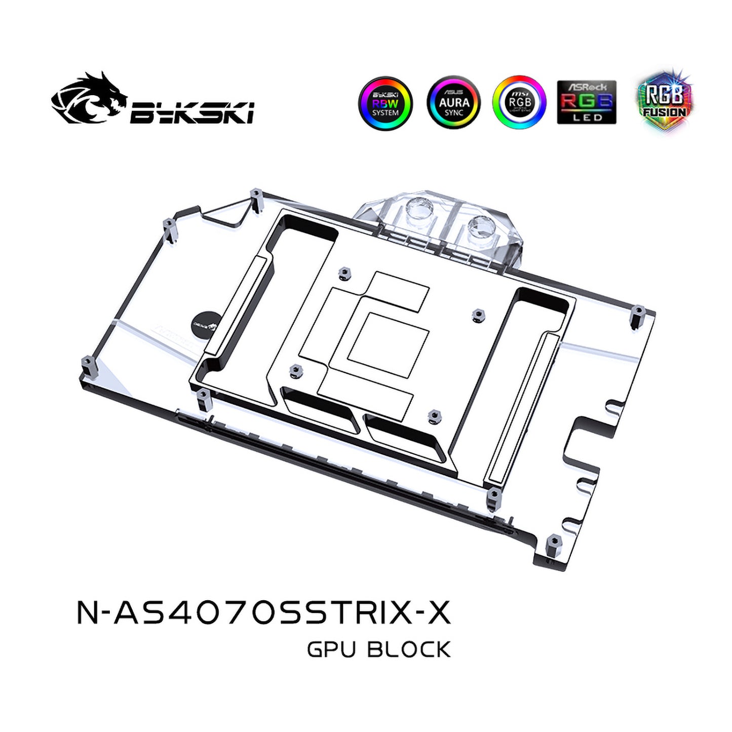 Bykski GPU Water Block For ASUS ROG GeForce RTX 4070 SUPER GAMING, Full Cover With Backplate PC Water Cooling Cooler, N-AS4070SSTRIX-X