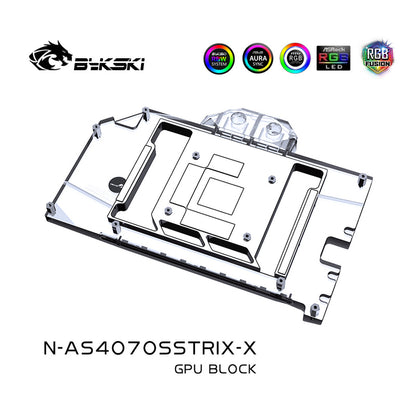 Bykski GPU Water Block For ASUS ROG GeForce RTX 4070 SUPER GAMING, Full Cover With Backplate PC Water Cooling Cooler, N-AS4070SSTRIX-X