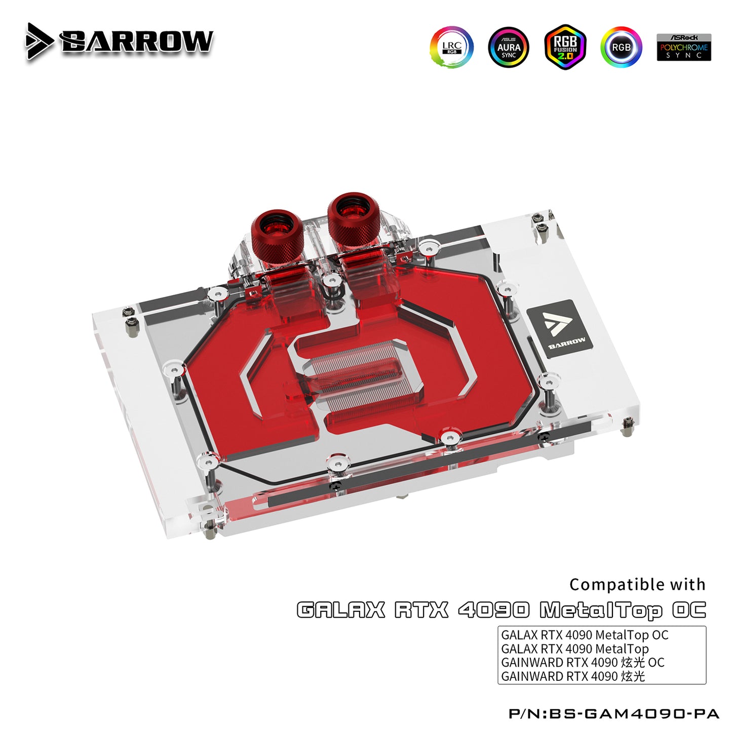 Barrow GPU Water Block For Galax RTX 4090 MetalTop OC GPU Card  Full Cover Water Cooler , With Backplane BS-GAM4090-PA