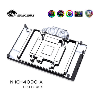 Bykski GPU Water Block For Inno3D RTX 4090 iCHILL Super Edition, Full Cover With Backplate PC Water Cooling Cooler, N-ICH4090-X