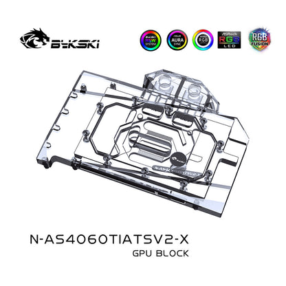 Bykski GPU Water Block For Asus ATS RTX 4060 Ti O8G Gaming V2 , Full Cover With Backplate PC Water Cooling Cooler, N-AS4060TIATSV2-X-V2