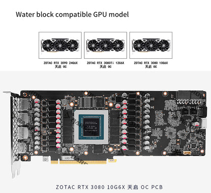 Barrow 3090 GPU Block Full Cover Graphics Card Water Cooling Blocks, For ZOTAC RTX 3090 TQ OC, BS-AIC3090-PA2