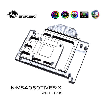 Bykski GPU Water Block For MSI GeForce RTX™ 4060 Ti, Full Cover With Backplate PC Water Cooling Cooler, N-MS4060TIVES-X