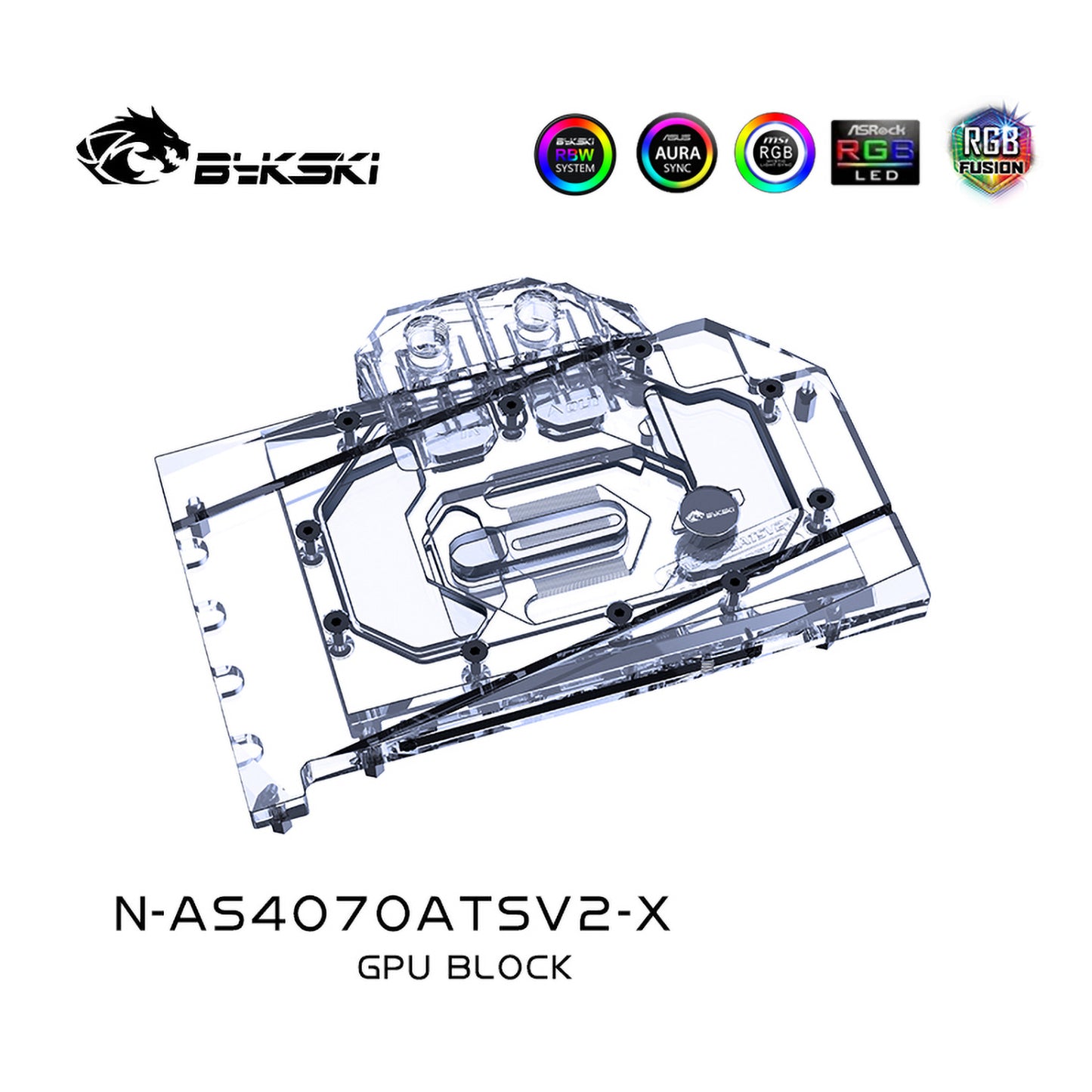 Bykski GPU Water Block For ASUS ATS GeForce RTX 4070 O12G V2 GAMING, Full Cover With Backplate PC Water Cooling Cooler, N-AS4070ATSV2-X