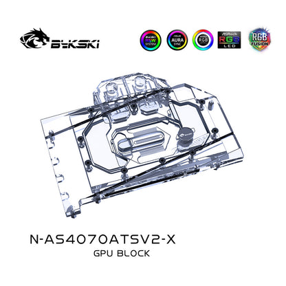 Bykski GPU Water Block For ASUS ATS GeForce RTX 4070 O12G V2 GAMING, Full Cover With Backplate PC Water Cooling Cooler, N-AS4070ATSV2-X