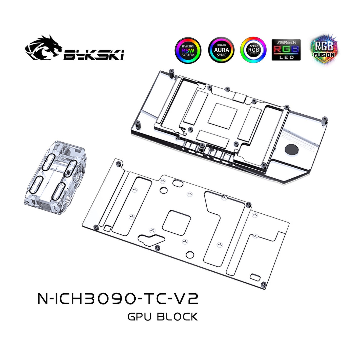 Bykski GPU Block With Active Waterway Backplane Cooler For Inno3D RTX 3090/3080Ti/3080 ICHILL / Gaming, AX 3090/3080Ti X3W, N-ICH3090-TC-V2