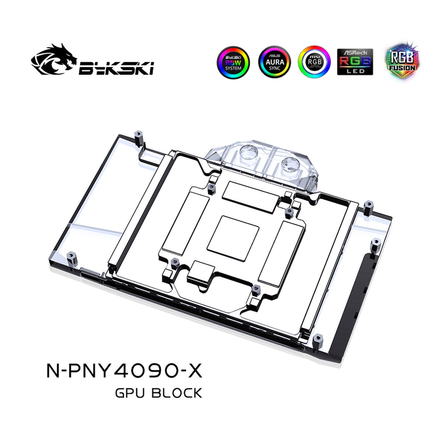 Bykski GPU Water Block For PNY RTX 4090 24GB XLR8 Gaming VERTO EPIC-X ARGB OC, Full Cover With Backplate PC Water Cooling Cooler, N-PNY4090-X