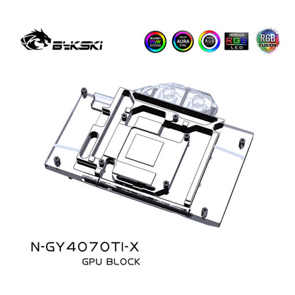 Bykski GPU Water Block For Galax GeForce RTX 4070 Ti Overseas Edition, Full Cover With Backplate PC Water Cooling Cooler,N-GY4070TI-X