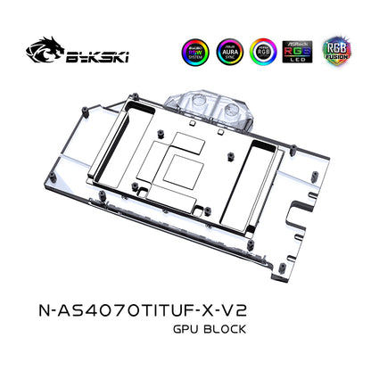 Bykski GPU Water Block For Asus TUF / Dual RTX 4070 Ti / 4070 Super Gaming Geforce, Full Cover With Backplate PC Water Cooling Cooler, N-AS4070TITUF-X-V2