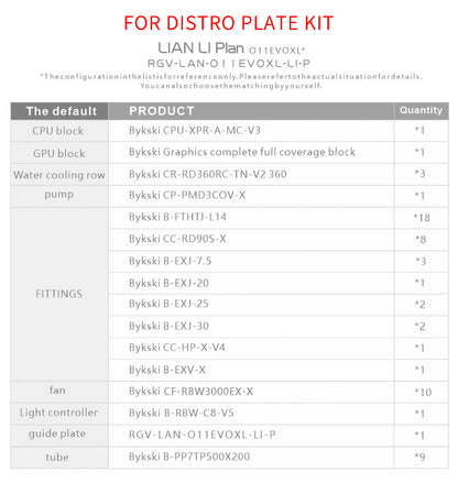 Bykski Front Distro Plate For Lian Li O11 EVO XL Case, 5V A-RGB Acrylic Waterway Board, Complete Kit For Water Cooling Loop, RGV-LAN-O11EVOXL-LI-P