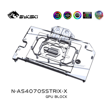 Bykski GPU Water Block For ASUS ROG GeForce RTX 4070 SUPER GAMING, Full Cover With Backplate PC Water Cooling Cooler, N-AS4070SSTRIX-X