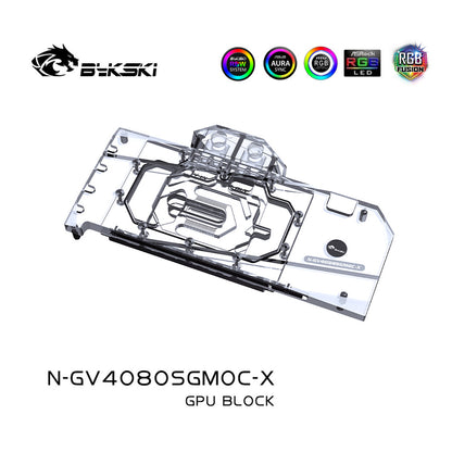 Bykski GPU Water Block For Gigabyte RTX 4080 Super Gaming OC 16G, Full Cover With Backplate PC Water Cooling Cooler, N-GV4080SGMOC-X