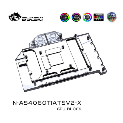 Bykski GPU Water Block For Asus ATS RTX 4060 Ti O8G Gaming V2 , Full Cover With Backplate PC Water Cooling Cooler, N-AS4060TIATSV2-X-V2