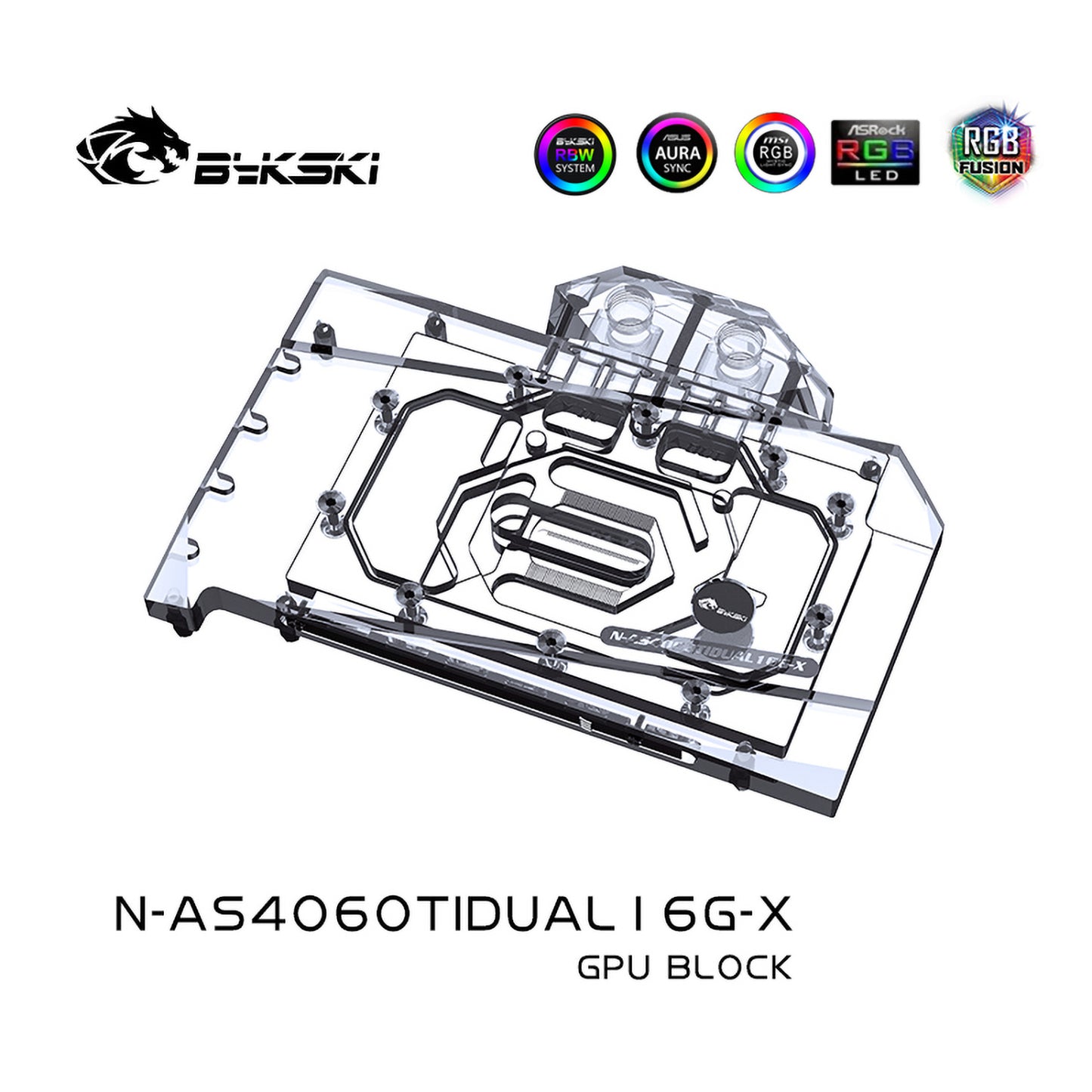 Bykski GPU Water Block For Asus Dual RTX 4060 Ti OC 16GB (Overclock version), Full Cover With Backplate PC Water Cooling Cooler, N-AS4060TIDUAL16G-X