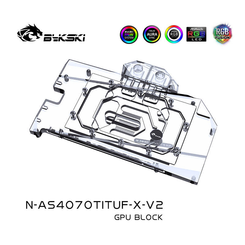 Bykski GPU Water Block For Asus TUF / Dual RTX 4070 Ti / 4070 Super Gaming Geforce, Full Cover With Backplate PC Water Cooling Cooler, N-AS4070TITUF-X-V2