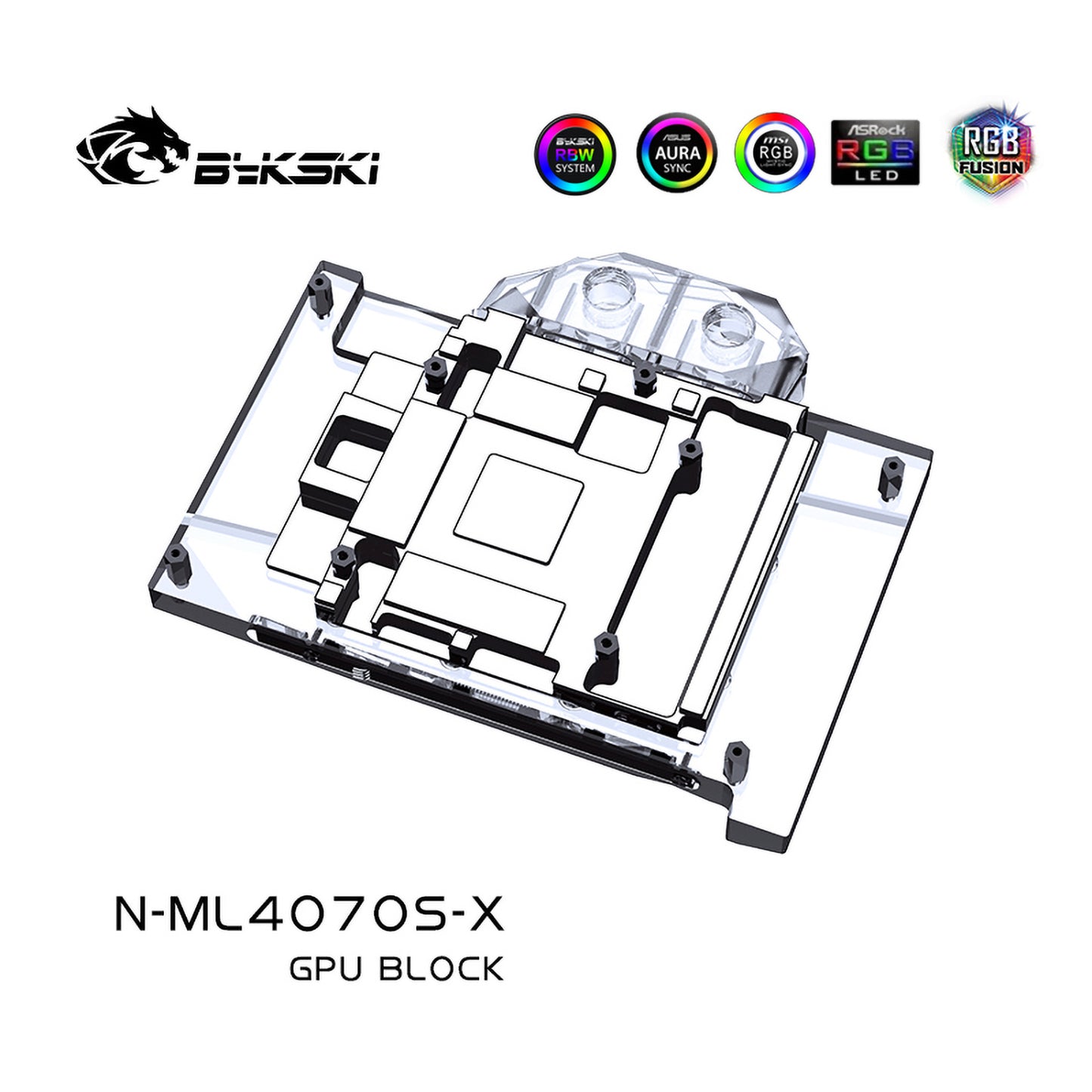 Bykski GPU Water Block For Manli RTX 4070 Super, Full Cover With Backplate PC Water Cooling Cooler, N-ML4070S-X