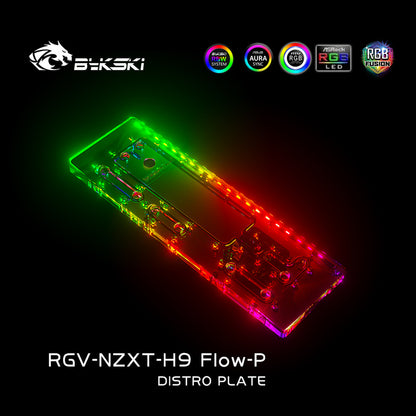 Bykski Distro Plate Kit For NZXT H9 Flow Case, 5V A-RGB Complete Loop For Single GPU PC Building, Water Cooling Waterway Board, RGV-NZXT-H9 Flow-P