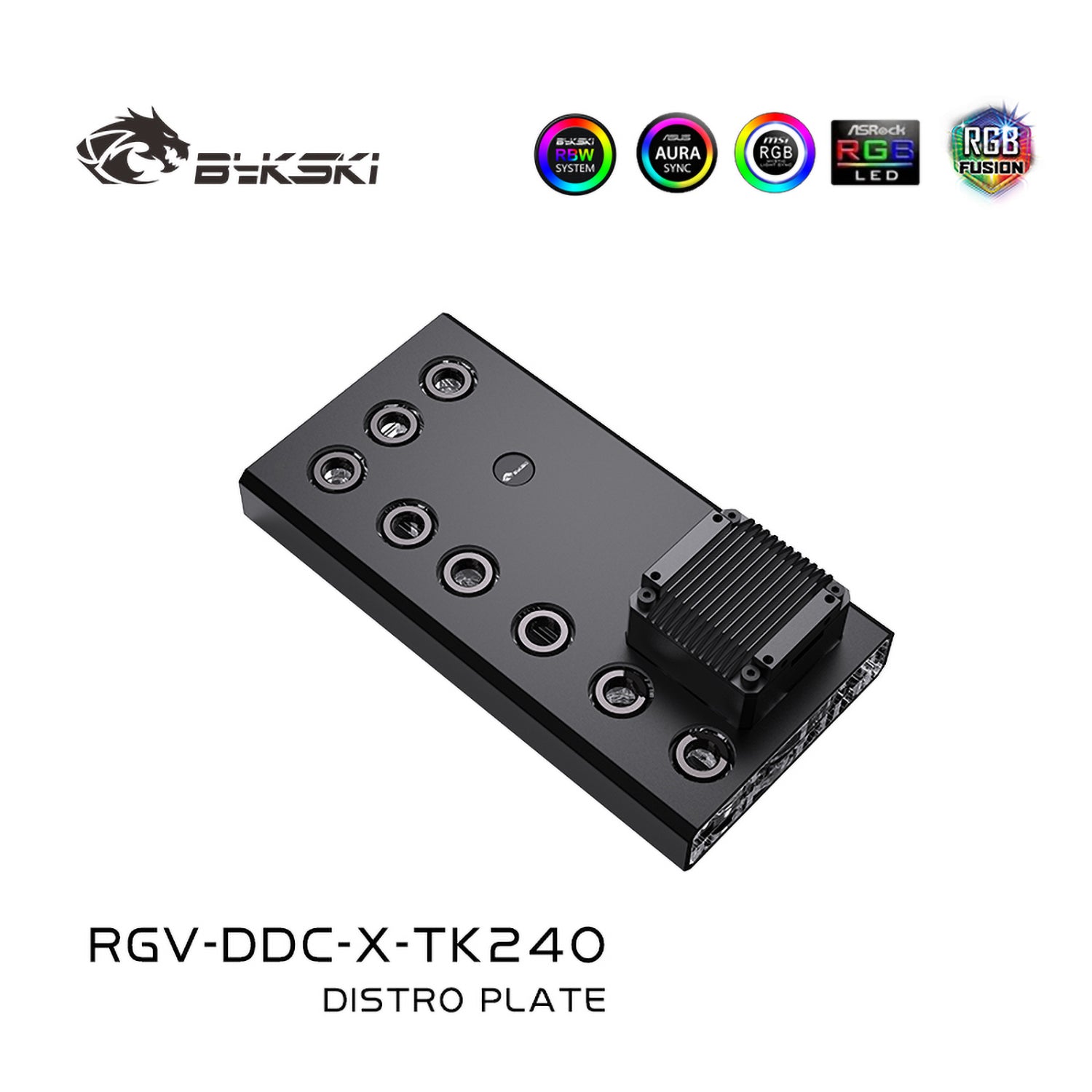 Bykski Universal Type Distro Plate, Use The Installation Space Of The  Radiator To Fix, Black Matte Acrylic Material, Waterway Board For Water  Cooling
