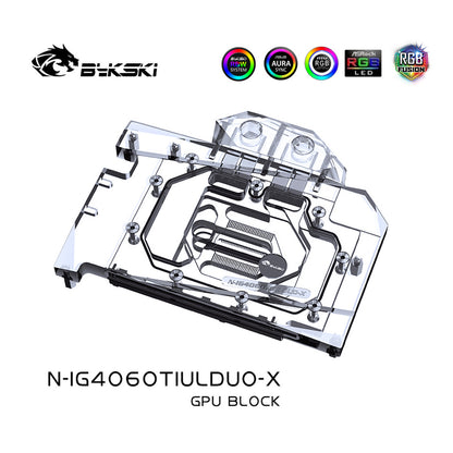 Bykski GPU Water Block For Colorful RTX 4060 Ti Ultra W DUO / Mini , Full Cover With Backplate PC Water Cooling Cooler, N-IG4060TIULDUO-X