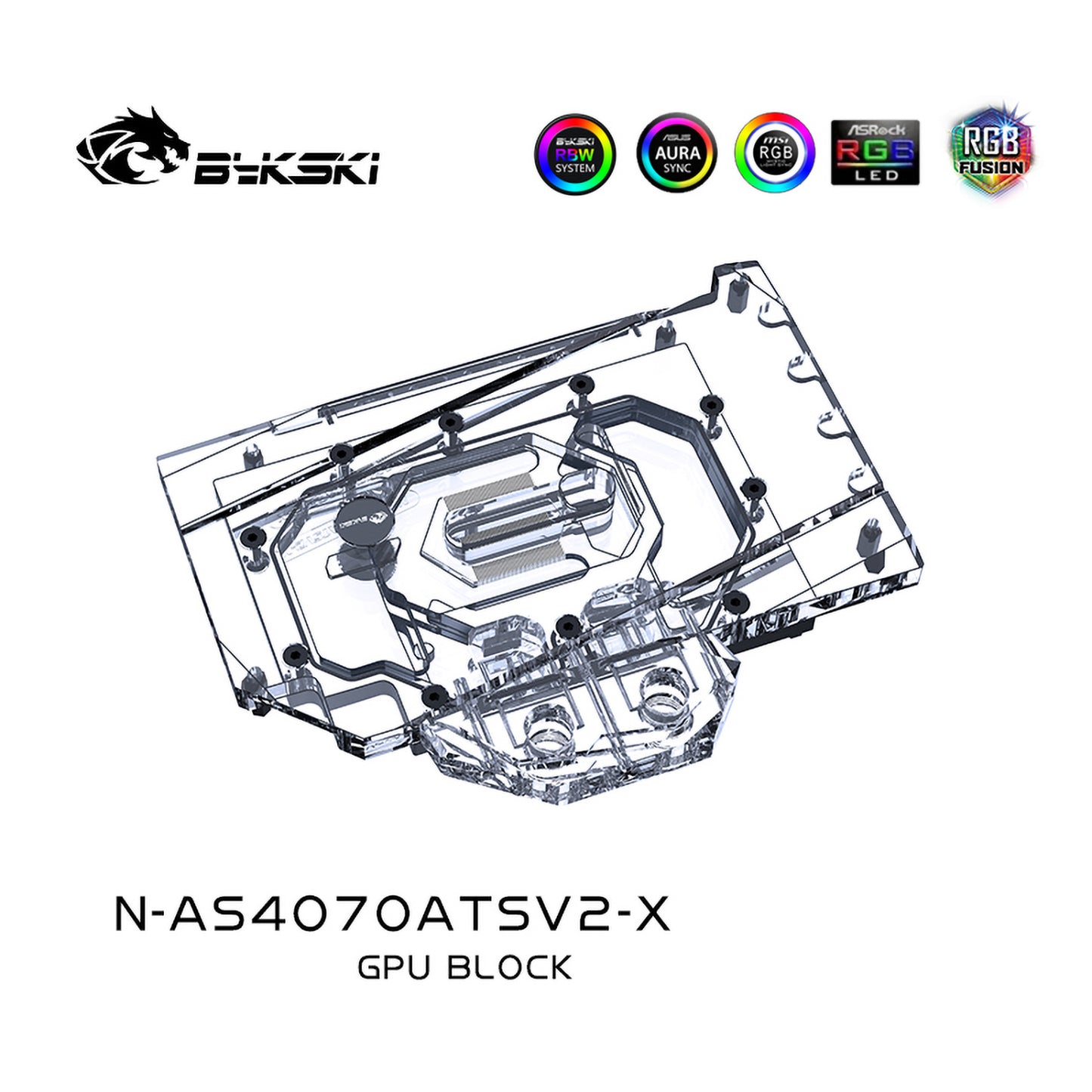 Bykski GPU Water Block For ASUS ATS GeForce RTX 4070 O12G V2 GAMING, Full Cover With Backplate PC Water Cooling Cooler, N-AS4070ATSV2-X