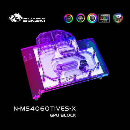 Bykski GPU Water Block For MSI GeForce RTX™ 4060 Ti, Full Cover With Backplate PC Water Cooling Cooler, N-MS4060TIVES-X