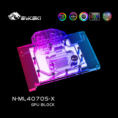 Bykski GPU Water Block For Manli RTX 4070 Super, Full Cover With Backplate PC Water Cooling Cooler, N-ML4070S-X